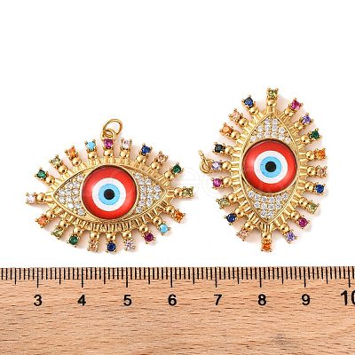 Rack Plating Brass Micro Pave Cubic Zirconia Pendants KK-H486-24G-01-1