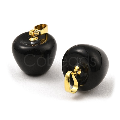Natural Obsidian Teacher Apple Charms G-Z022-02J-G-1