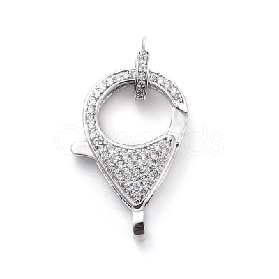 Brass Micro Pave Cubic Zirconia Lobster Claw Clasps ZIRC-F110-01B-P-1