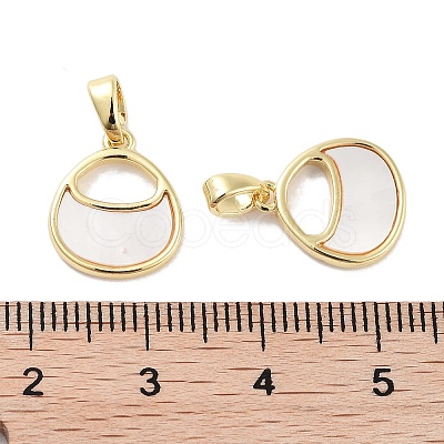 Brass Pave Natural Shell Bag Shape Charms KK-C051-17G-1