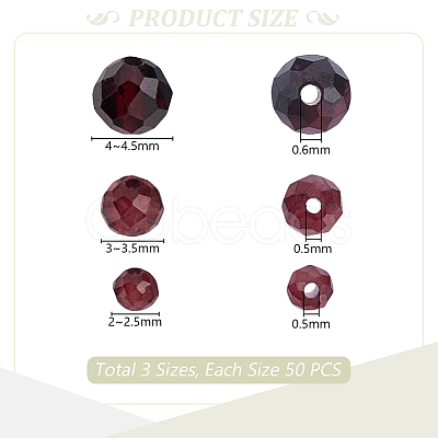 150Pcs 3 Styles Natural Garnet Beads G-GA0001-86-1
