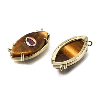 Natural Tiger Eye Pendants KK-C255-22G-01-1