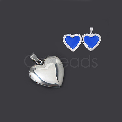 304 Stainless Steel Locket Pendants STAS-O103-29P-1