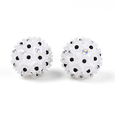 Handmade Polymer Clay Rhinestone with Resin Daisy Flower CLAY-T022-02B-1