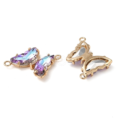Brass Pave Faceted Glass Connector Charms X-FIND-Z020-04G-1