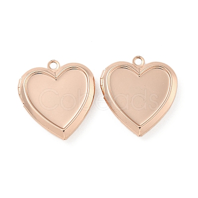 Rack Plating Heart Brass Locket Pendants KK-T071-11RG-1