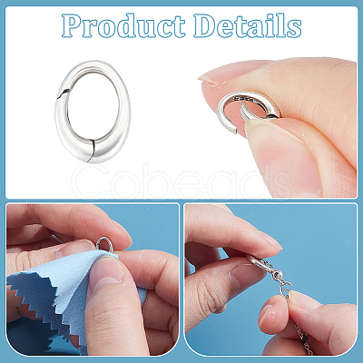 2Pcs 925 Sterling Silver Spring Gate Rings STER-UN0001-94-1