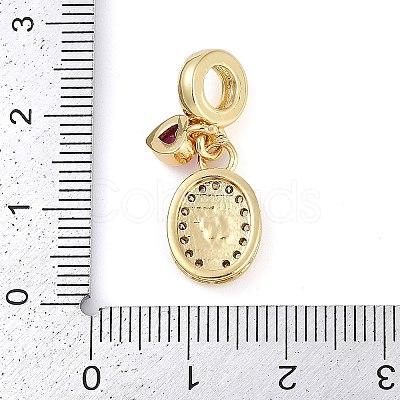 Rack Plating Brass Cubic Zirconia European Dangle Charms KK-P287-30G-1