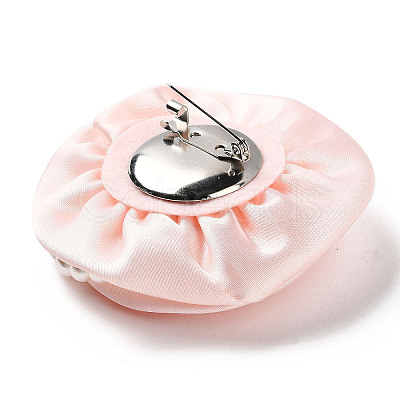 Flower Cloth with Plastic Pearl Brooch Pin JEWB-K013-01P-03-1