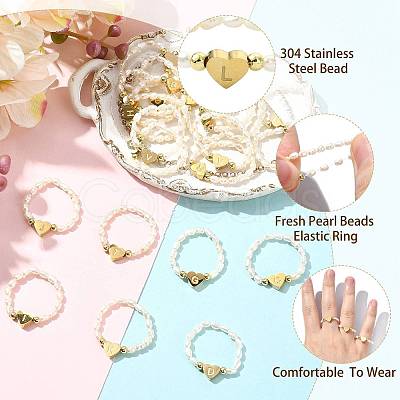 Natural Freshwater Pearl & 304 Stainless Steel Bead Finger Rings RJEW-FS00001-12-1