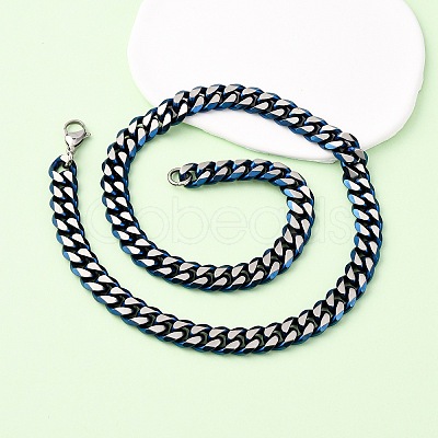 12MM 304 Stainless Steel Cuban Link Chain Necklaces NJEW-C099-04B-01-1