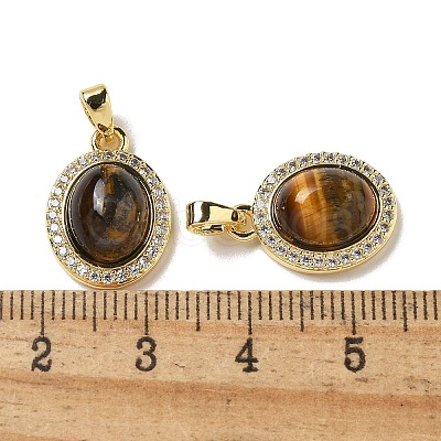 Natural Tiger Eye Pendants KK-R210-24G-1