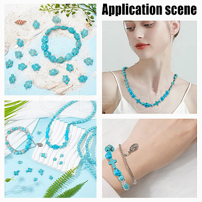 ARRICRAFT 90Pcs 8 Styles Dyed Synthetic Turquoise Beads TURQ-AR0001-30-1