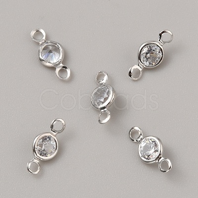 Brass Pave Clear Cubic Zirconia Connector Charms ZIRC-K088-20P-1