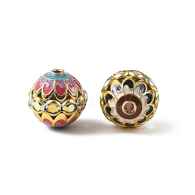 Brass & Alloy & Rhinestone Enamel Beads RB-CBA973B-11D-G-1