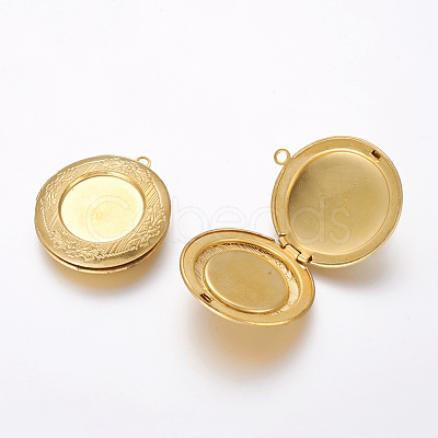 Brass Locket Pendants KK-P094-27-1