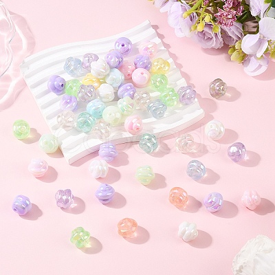 30Pcs Luminous Transparent Rainbow Iridescent Acrylic Beads LACR-YW0001-07-1