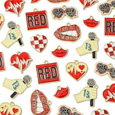 32Pcs 8 Styles Alloy Enamel Pendants ENAM-YW0005-15-1