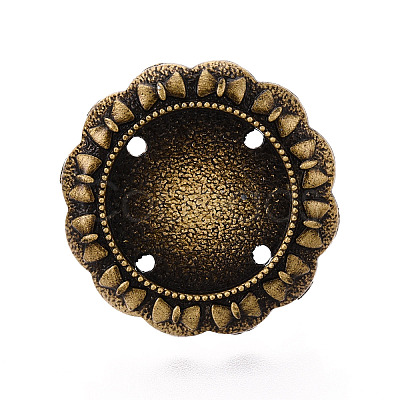 Adjustable Flower Alloy & Iron Bezel Cup Ring Base with Rotatable Tray MAK-T012-07AB-1