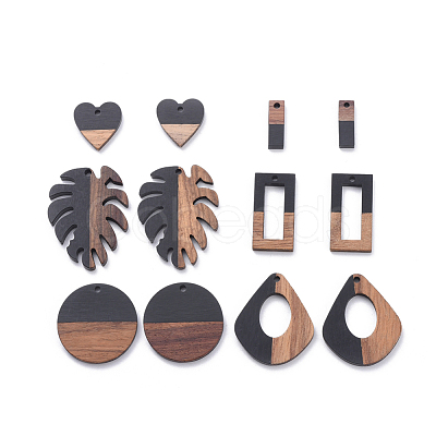 Resin & Walnut Wood Pendants RESI-X0001-35-1