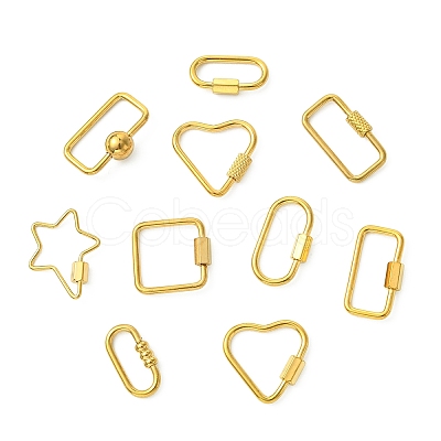 12Pcs 12 Styles 304 Stainless Steel Keychain Clasps Ion Plating(IP) STAS-CJ0003-29-1