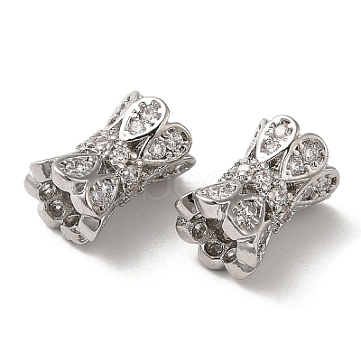 Brass Micro Pave Cubic Zirconia Beads KK-P239-32P-1