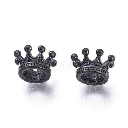Crown 304 Stainless Steel with Cubic Zirconia European Beads STAS-F243-34B-1