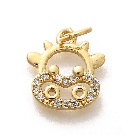 Rack Plating Brass Micro Pave Cubic Zirconia Pendants KK-H508-28G-04-1