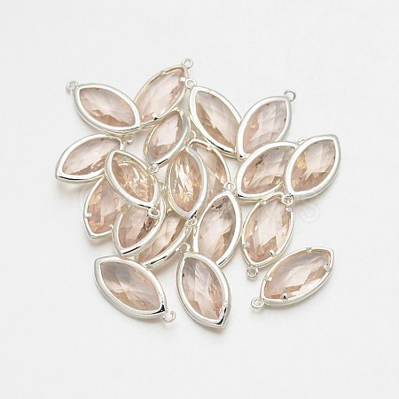 Silver Color Plated Brass Glass Pendants GLAA-J071-05S-1