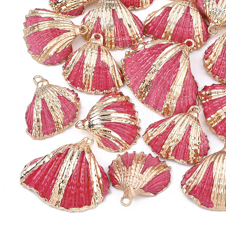 Spray Paint & Electroplate Sea Shell Pendants SSHEL-S262-09E-1