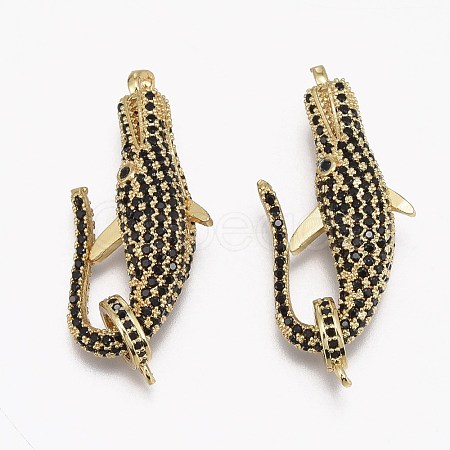 Brass Micro Pave Cubic Zirconia Lobster Claw Clasps ZIRC-L098-047G-1