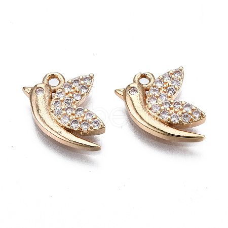 Brass Micro Pave Clear Cubic Zirconia Charms KK-S359-110-RS-1