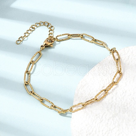 4MM 304 Stainless Steel Textured Paperclip Chain Bracelets for Man and Women SA-CBAB767-13G-1