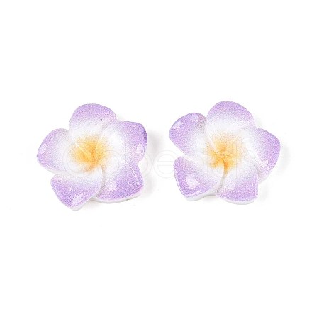 Plumeria Flower Opaque Resin Cabochons CRES-T025-30E-02-1
