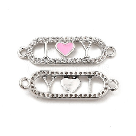 Brass Micro Pave Clear Cubic Zirconia Connector Charms KK-E068-VB403-1-1