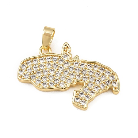 Brass Micro Pave Cubic Zirconia Pendants KK-B161-03G-1
