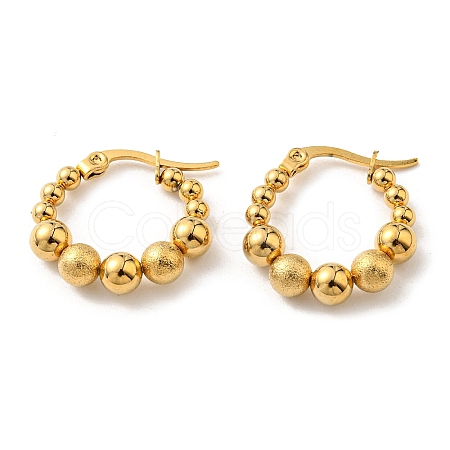 Iron Plating(IP) 304 Stainless Steel Beaded Hoop Earrings for Women EJEW-F319-03G-1