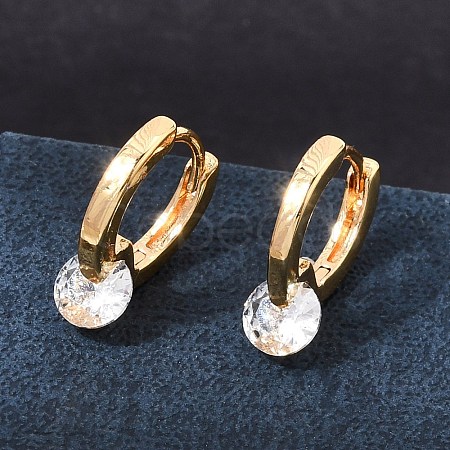 Brass with Cubic Zirconia Hoop Earrings KK-CBACA55-07G-1
