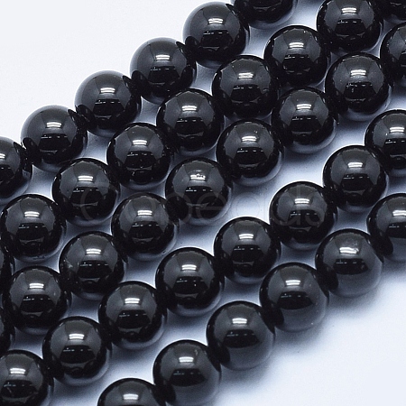 Natural Black Tourmaline Beads Strands G-E444-27-6mm-1