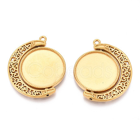 Non-Tarnish 304 Stainless Steel Rotatable Pendant Cabochon Settings STAS-N114-01G-1