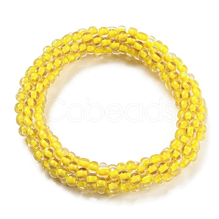 Crochet Glass Beads Braided Stretch Bracelet BJEW-K232-01J-1