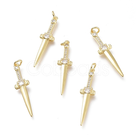 Brass Micro Pave Clear Cubic Zirconia Pendants X-ZIRC-I048-16G-1