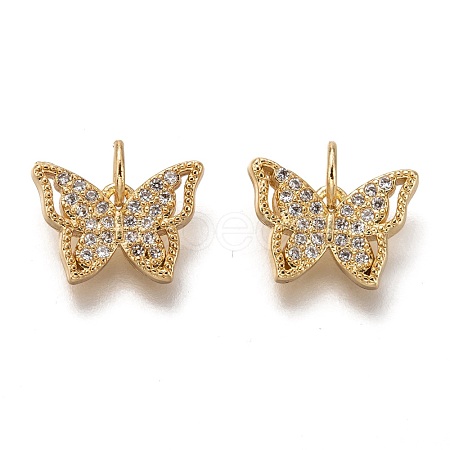 Brass Micro Pave Clear Cubic Zirconia Charms ZIRC-B002-47G-1