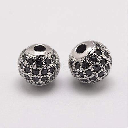 Brass Micro Pave Cubic Zirconia Beads ZIRC-E110-04P-1