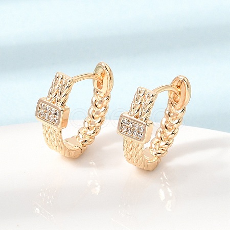 Brass Micro Pave Cubic Zirconia Hoop Earrings KK-CBAD29A-02G-1