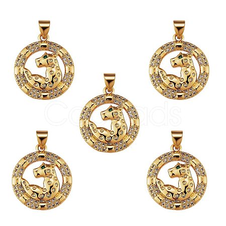 5Pcs Brass Micro Pave Clear Cubic Zirconia Pendants KK-SZ0005-50-1