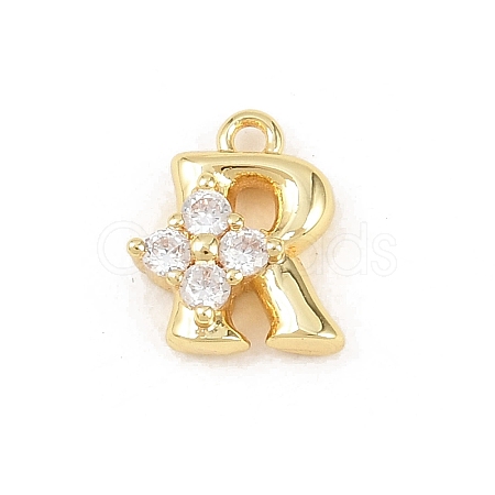 Brass Micro Pave Clear Cubic Zirconia Charms KK-Z151-18G-R-1