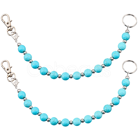 2Pcs Synthetic Turquoise Keychain HJEW-SC0002-27A-1