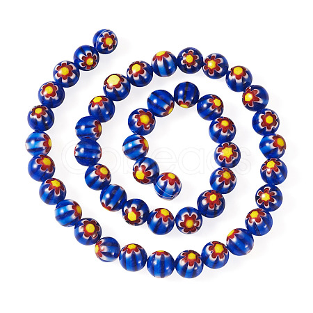 1Strand Round Millefiori Glass Beads Strands LK-TADJ0001-01B-1