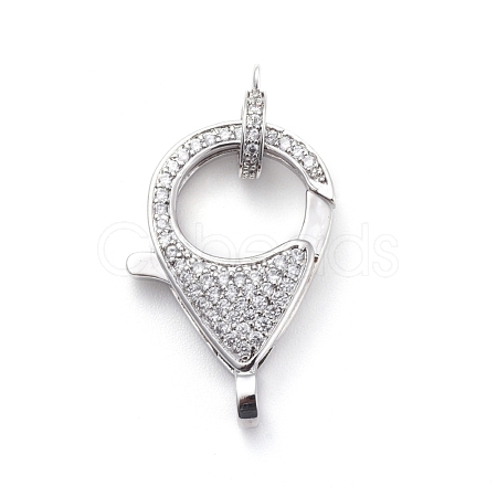 Brass Micro Pave Cubic Zirconia Lobster Claw Clasps ZIRC-F110-01B-P-1